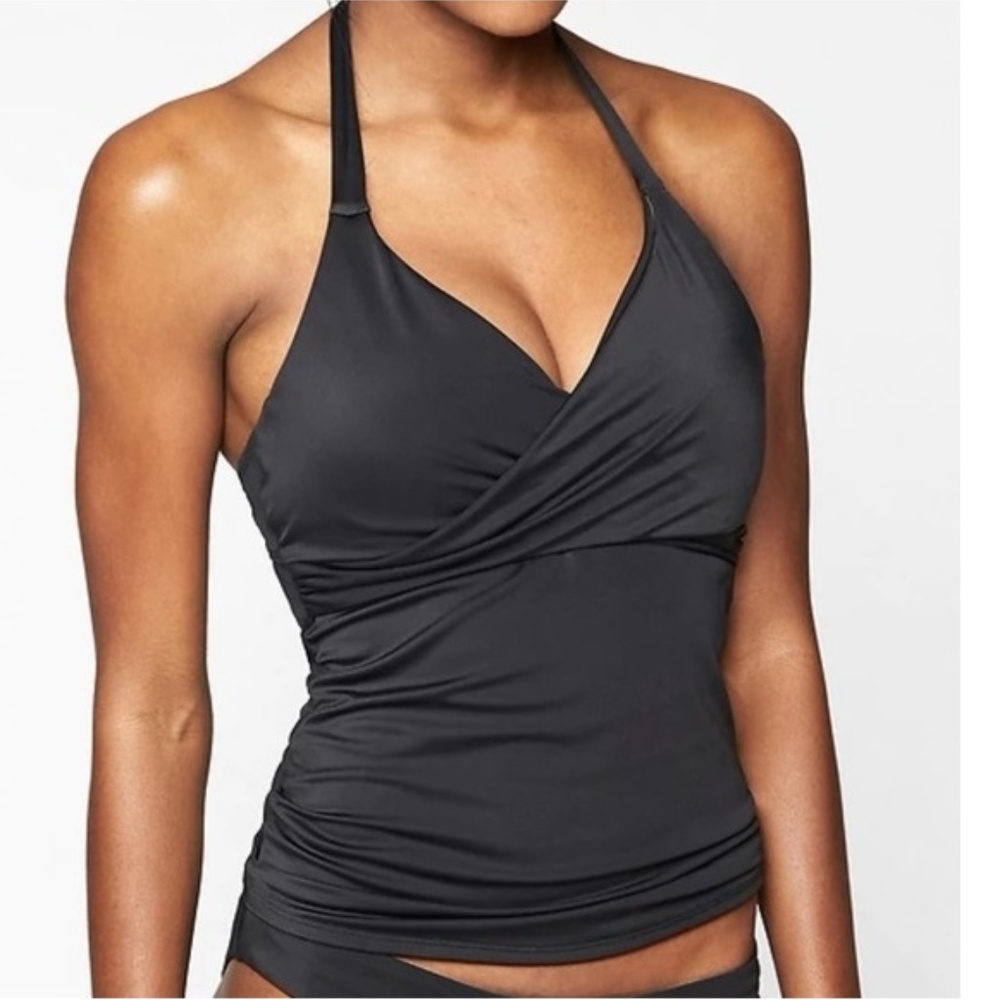 Athleta Bra Cup Wrap Tankini 40 B/C Black v557